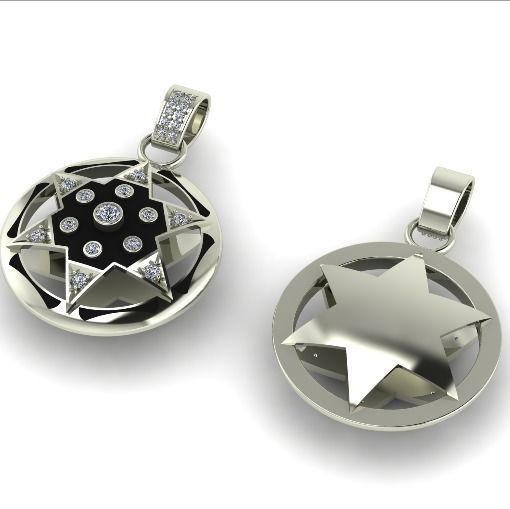 Pendant star of David 1122 3D print model_1