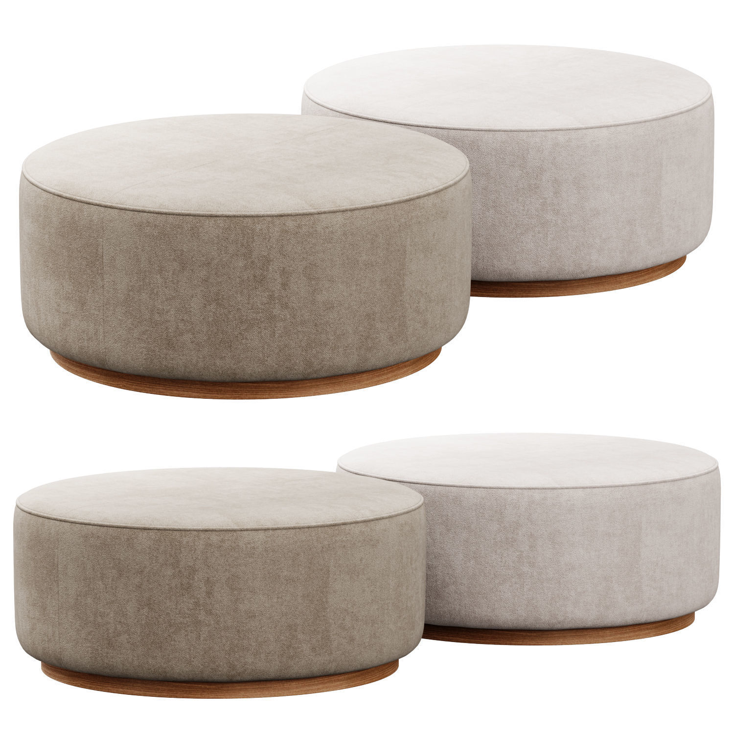 Sinclair Large Round Ottoman Whistler Oyster Suede by Four Hands 3D model_2