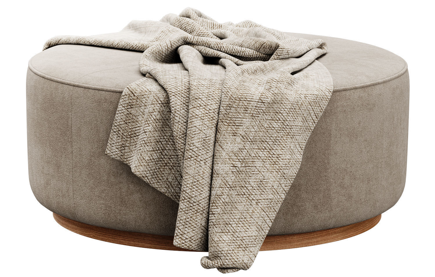 Sinclair Large Round Ottoman Whistler Oyster Suede by Four Hands 3D model_12