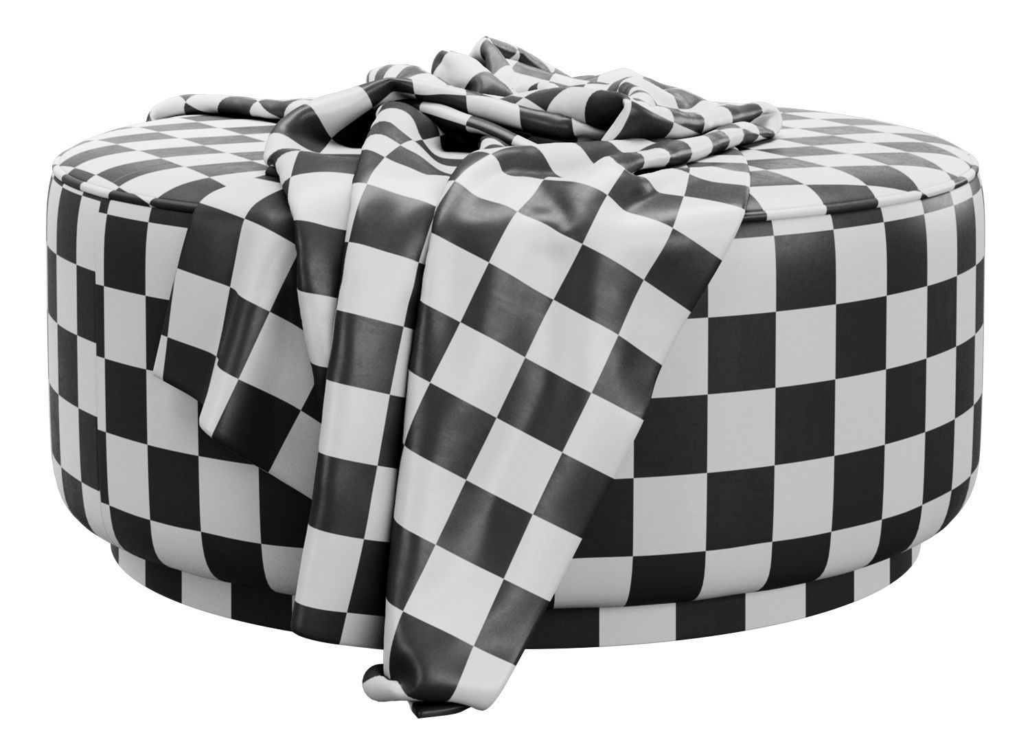 Sinclair Large Round Ottoman Whistler Oyster Suede by Four Hands 3D model_4