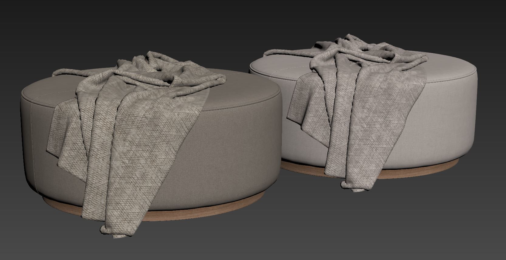 Sinclair Large Round Ottoman Whistler Oyster Suede by Four Hands 3D model_7