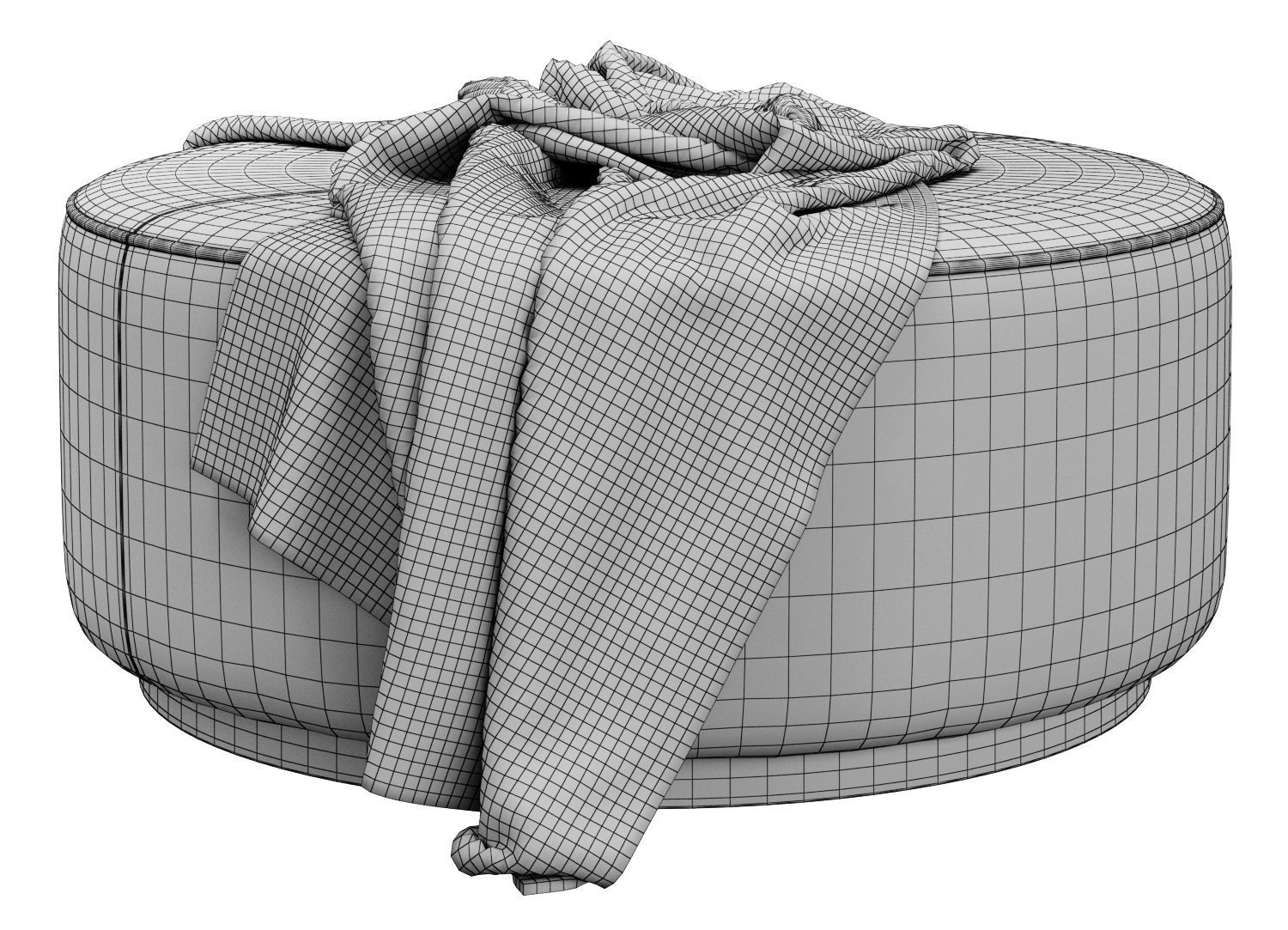 Sinclair Large Round Ottoman Whistler Oyster Suede by Four Hands 3D model_3