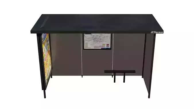 Low Poly Realistic Bus Stop with Textures Low-poly 3D model