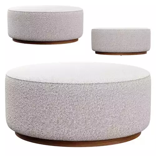 Sinclair Large Round Boucle Ottoman Whistler by Four Hands 3D model