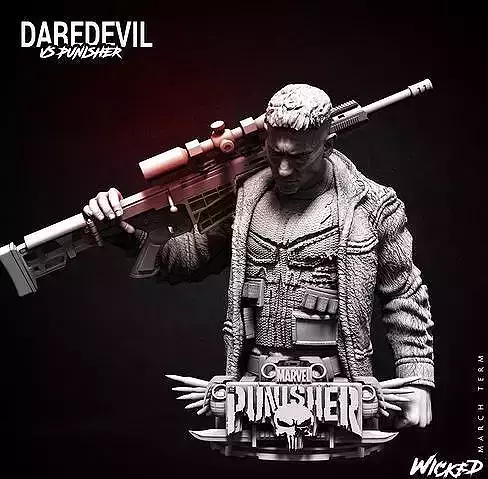 Wicked Marvel Netflix Punisher Bust STLs 3D print model