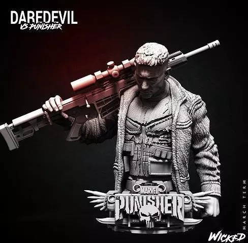 Wicked Marvel Netflix Punisher Bust STLs 3D print model_0