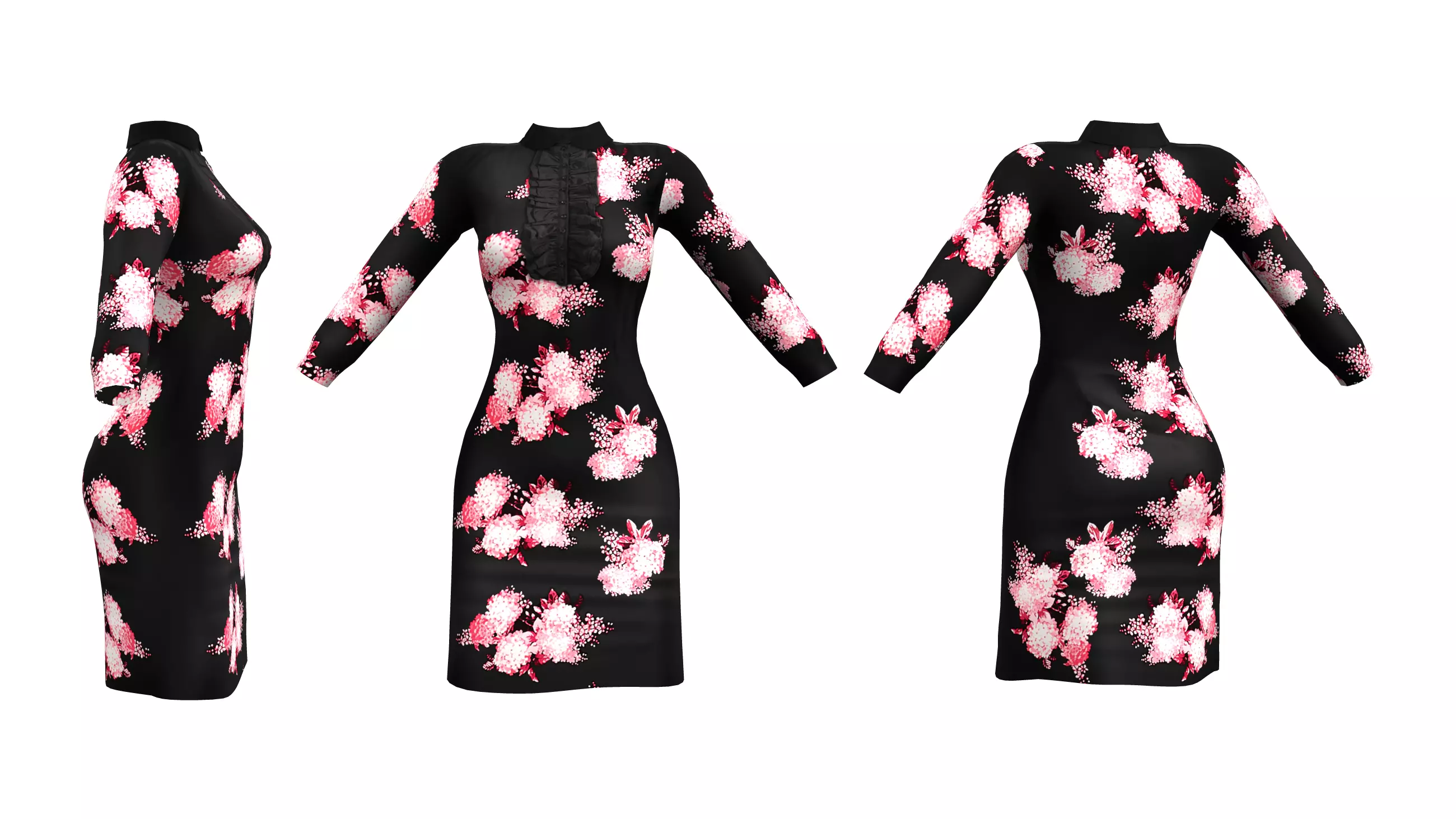 Lace Trim Dress Low-poly 3D model