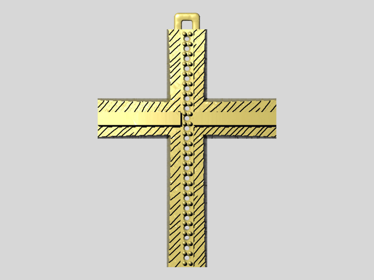 XZS-BUL-0010 gold cross pendant 3D print model_3