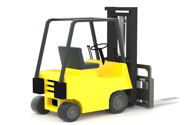 Forklift truck Low-poly 3D model_3