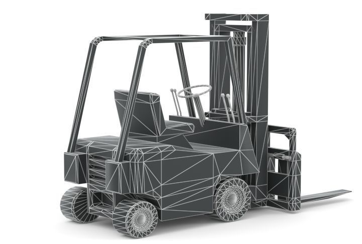 Forklift truck Low-poly 3D model_4