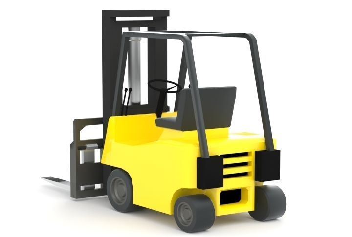 Forklift truck Low-poly 3D model_2