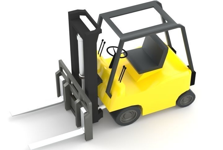 Forklift truck Low-poly 3D model_1
