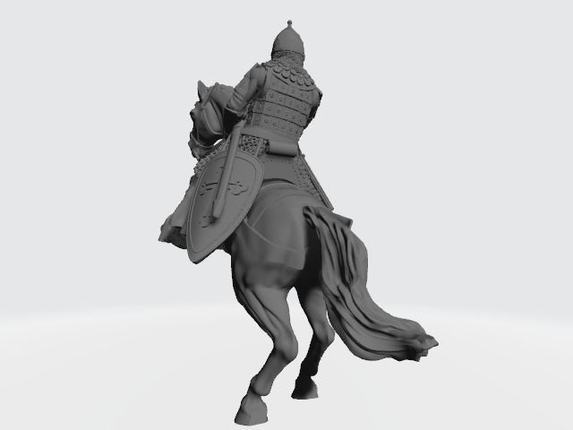 Mounted medieval russian noble knight 3D print model_10
