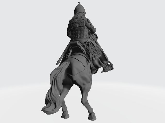 Mounted medieval russian noble knight 3D print model_8