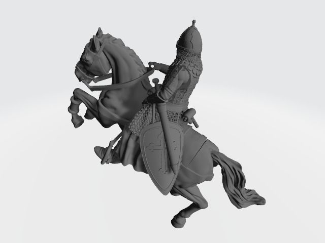 Mounted medieval russian noble knight 3D print model_2