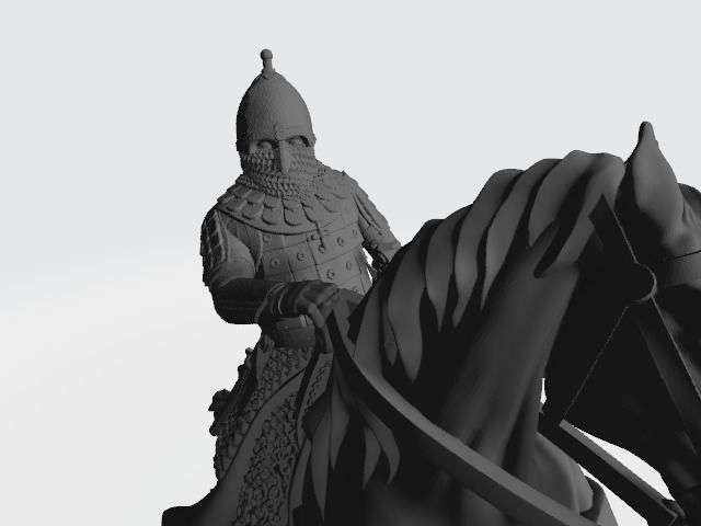 Mounted medieval russian noble knight 3D print model_3
