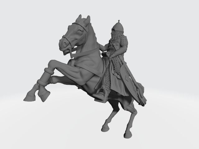 Mounted medieval russian noble knight 3D print model_4