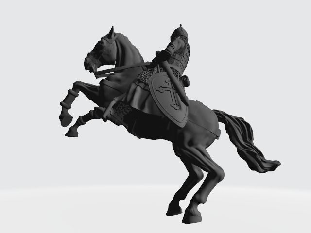 Mounted medieval russian noble knight 3D print model_1