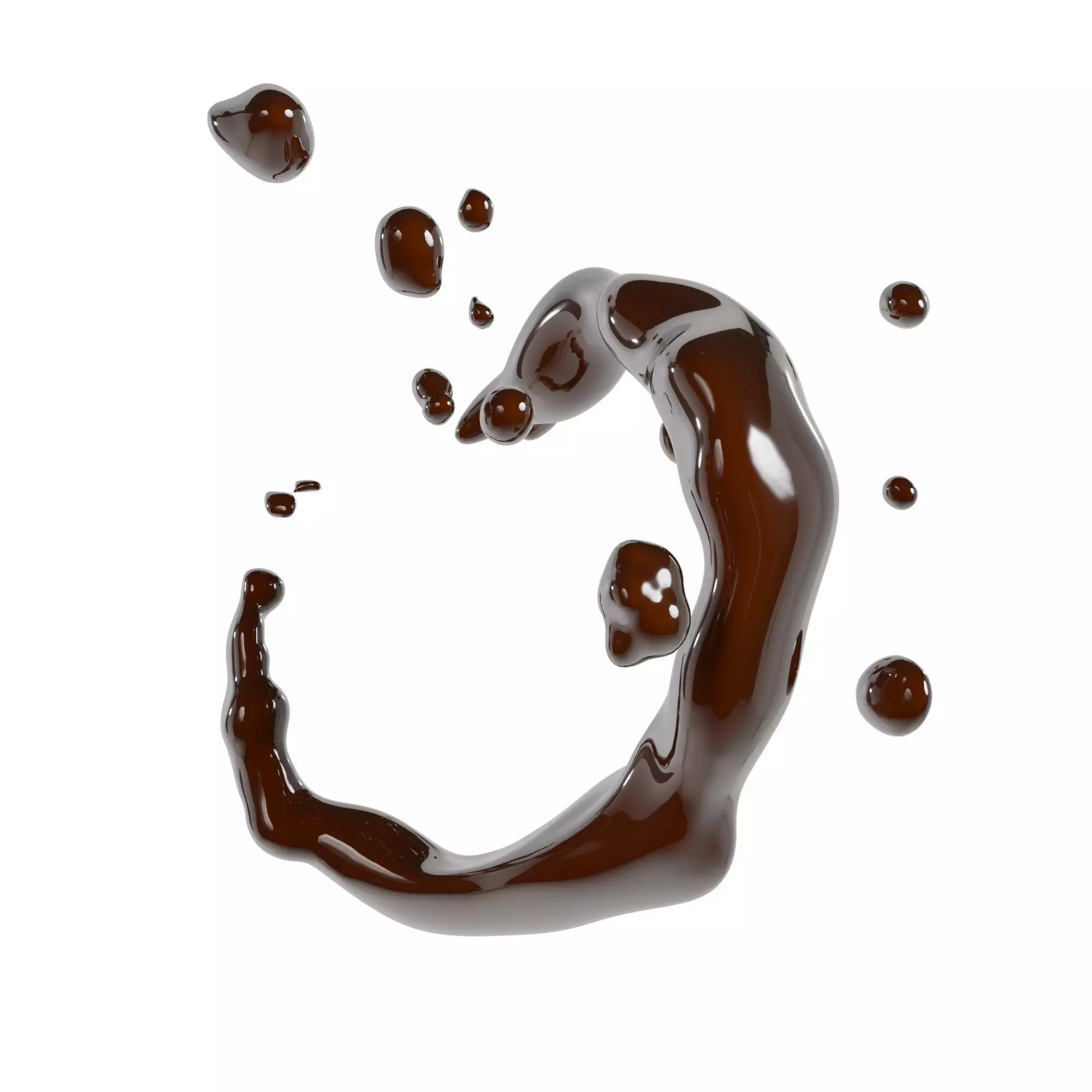 Fresh fluid curly splash milk oil or water Low-poly 3D model