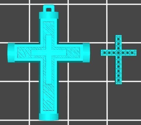 XZS-FLT-0011 gold cross pendant with diamonds 3D print model_6