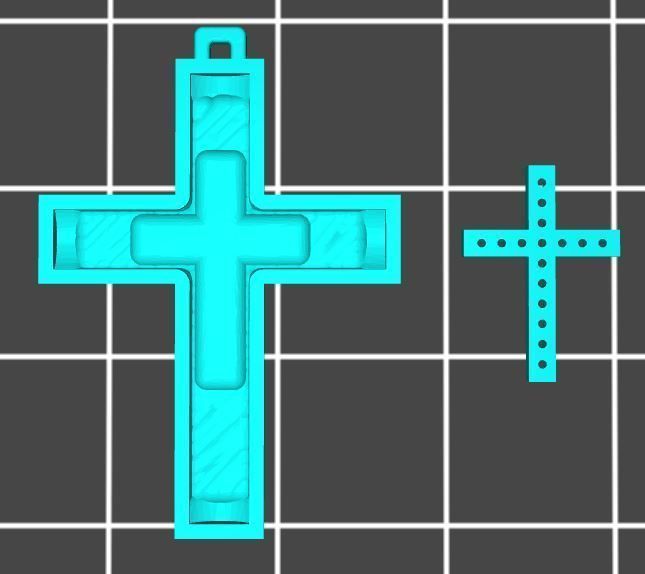 XZS-FLT-0011 gold cross pendant with diamonds 3D print model_5