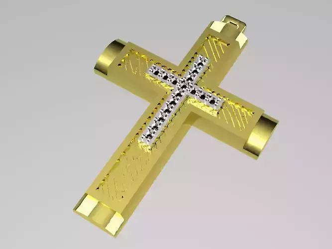 XZS-FLT-0011 gold cross pendant with diamonds