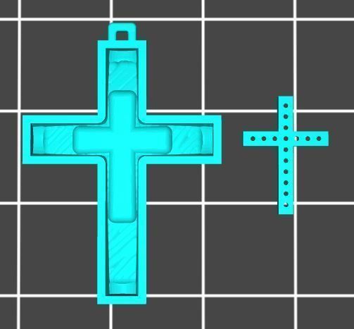 XZS-NEG-0011 gold cross with diamonds 3D print model_5