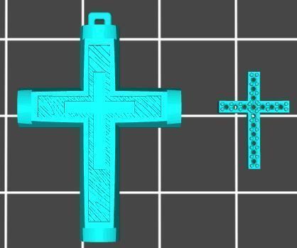 XZS-NEG-0011 gold cross with diamonds 3D print model_6