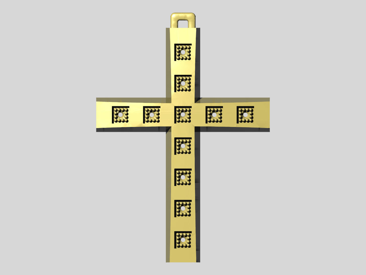 XZS-BUL-0012 cross made of gold 3D print model_3