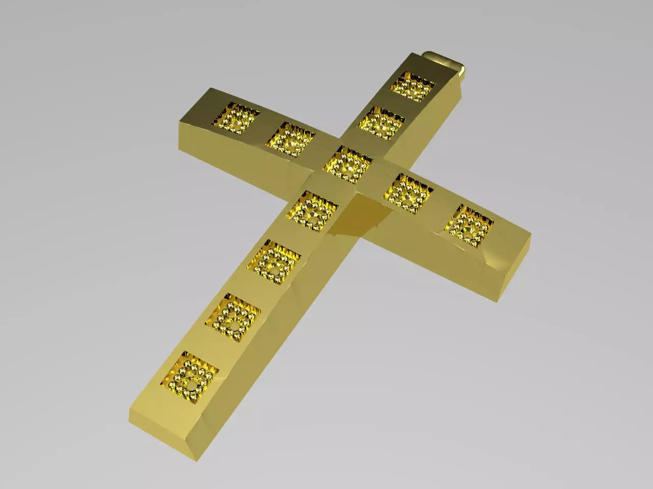 XZS-BUL-0012 cross made of gold 3D print model_0