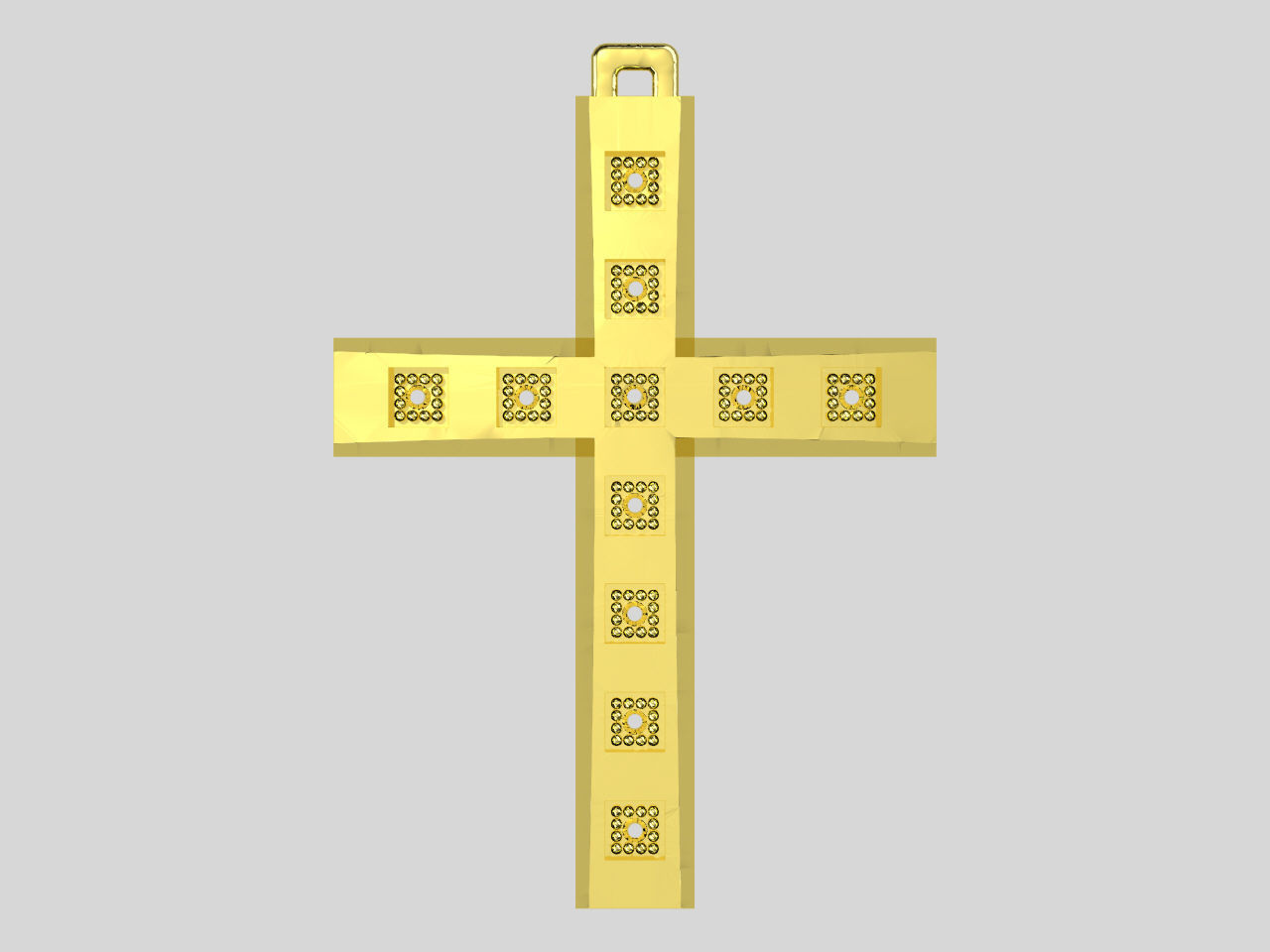 XZS-BUL-0012 cross made of gold 3D print model_1