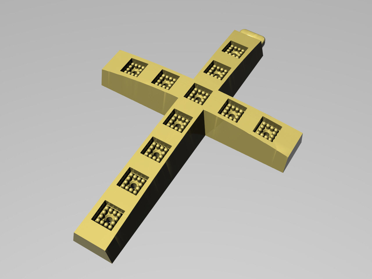 XZS-BUL-0012 cross made of gold 3D print model_2