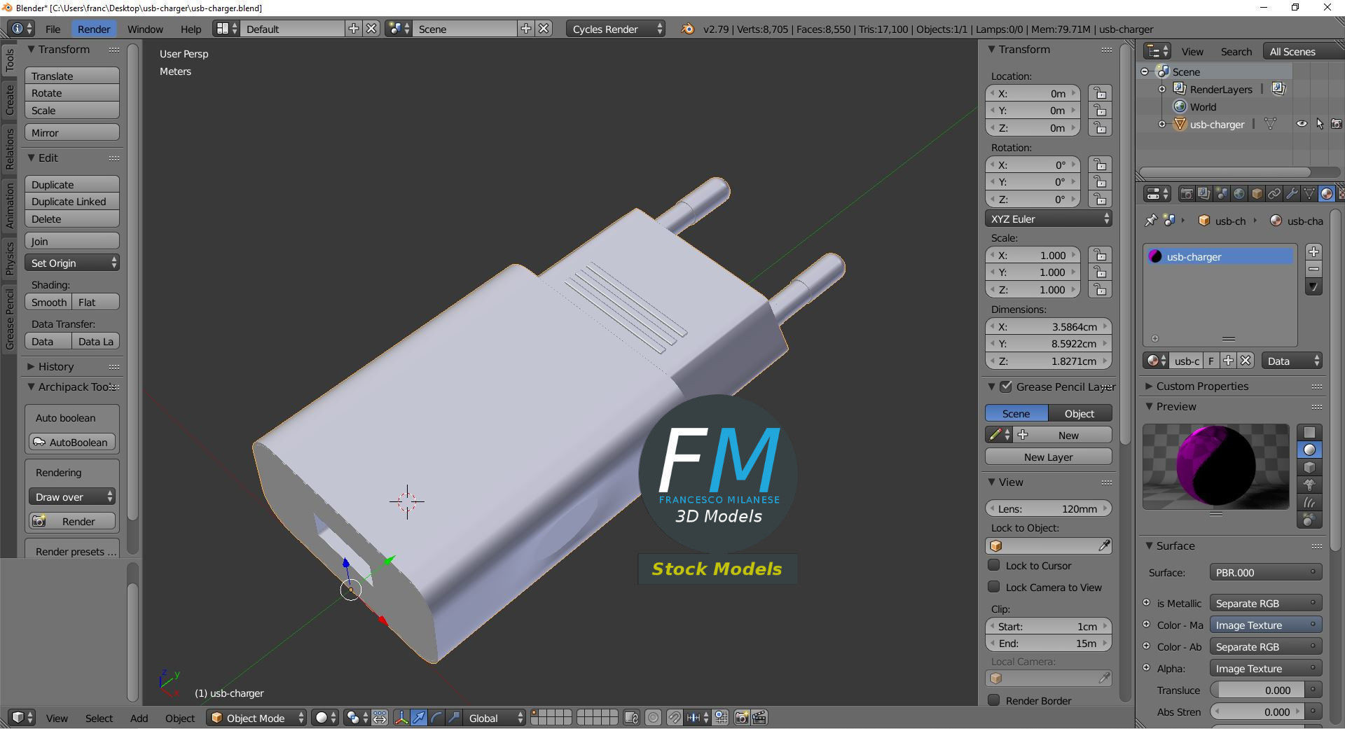 USB charger 3D model_9