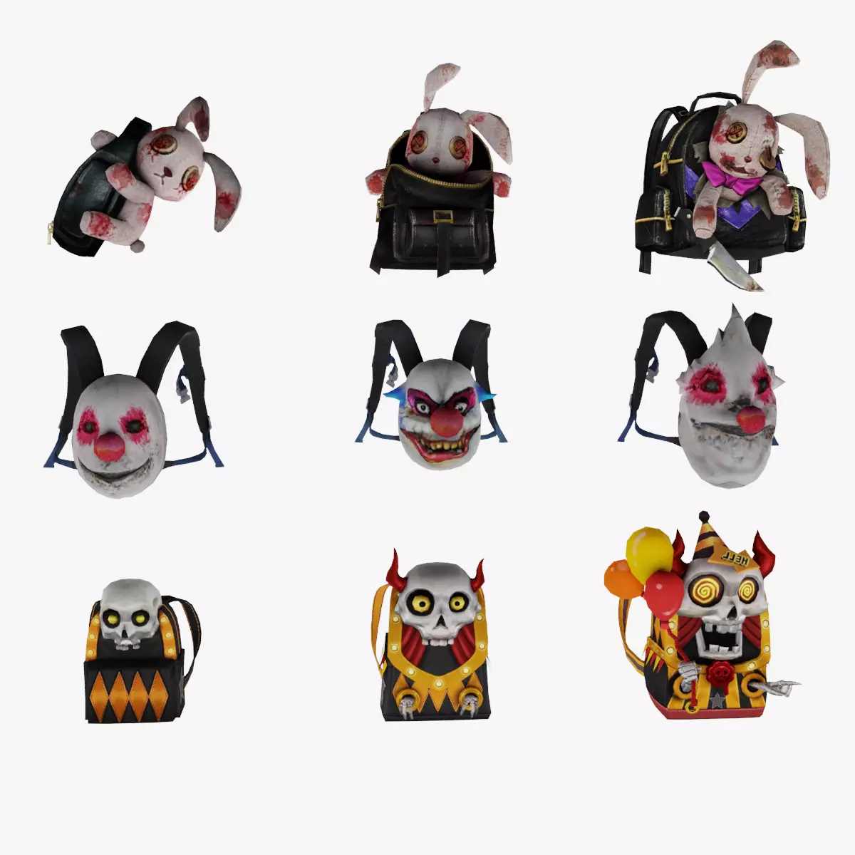 bag 9x Haunting Night BackpackJester s TrickMurderous Amusement 3D model_0