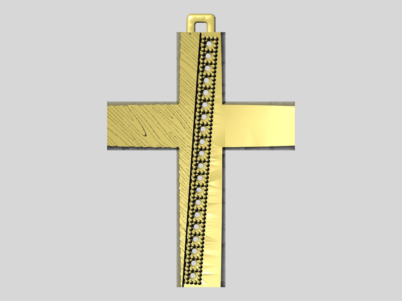 XZS-NEG-0016 gold cross 3D print model_3