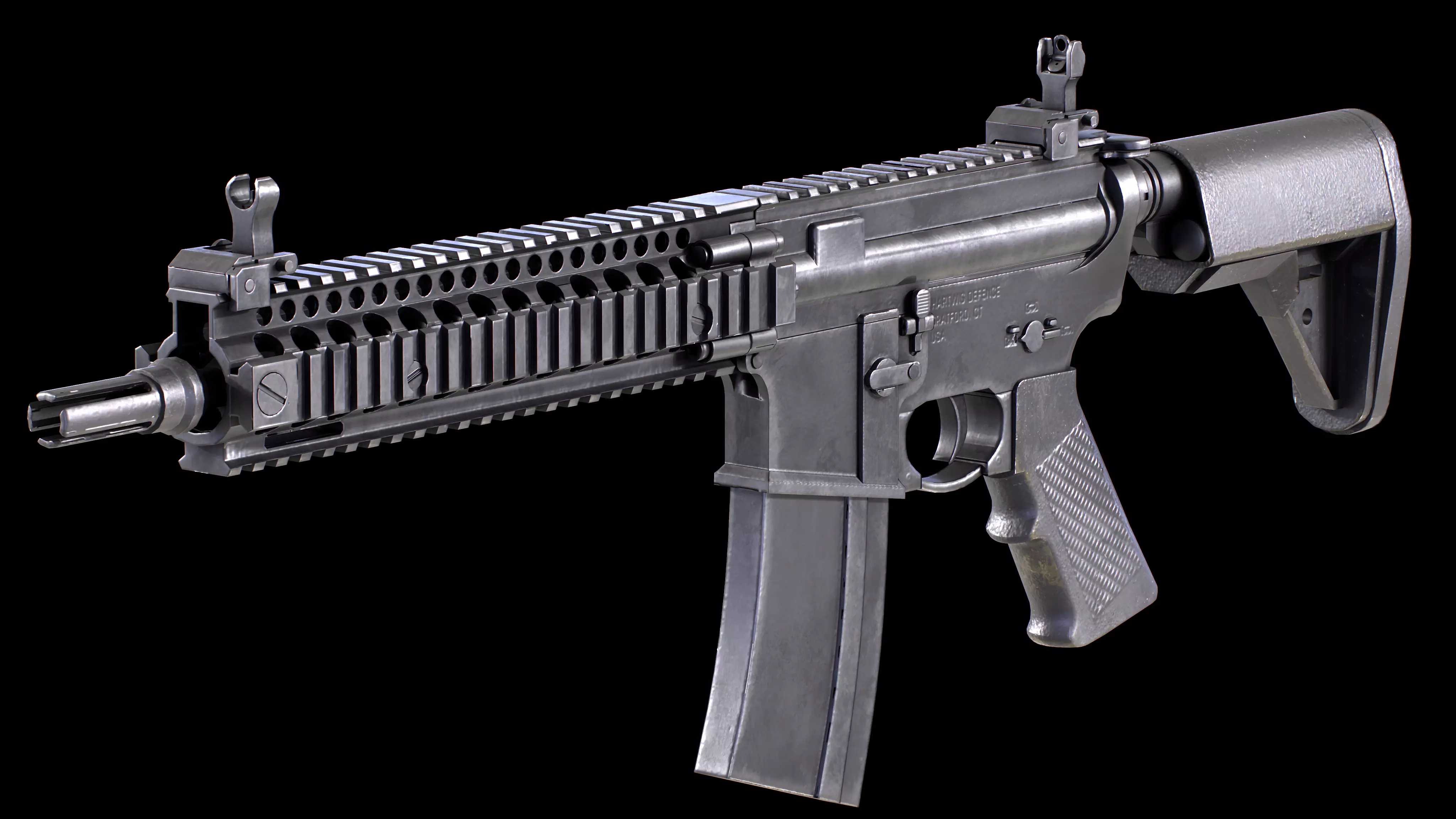 MK-18 Rifle PBR Worn Low-poly 3D model_0