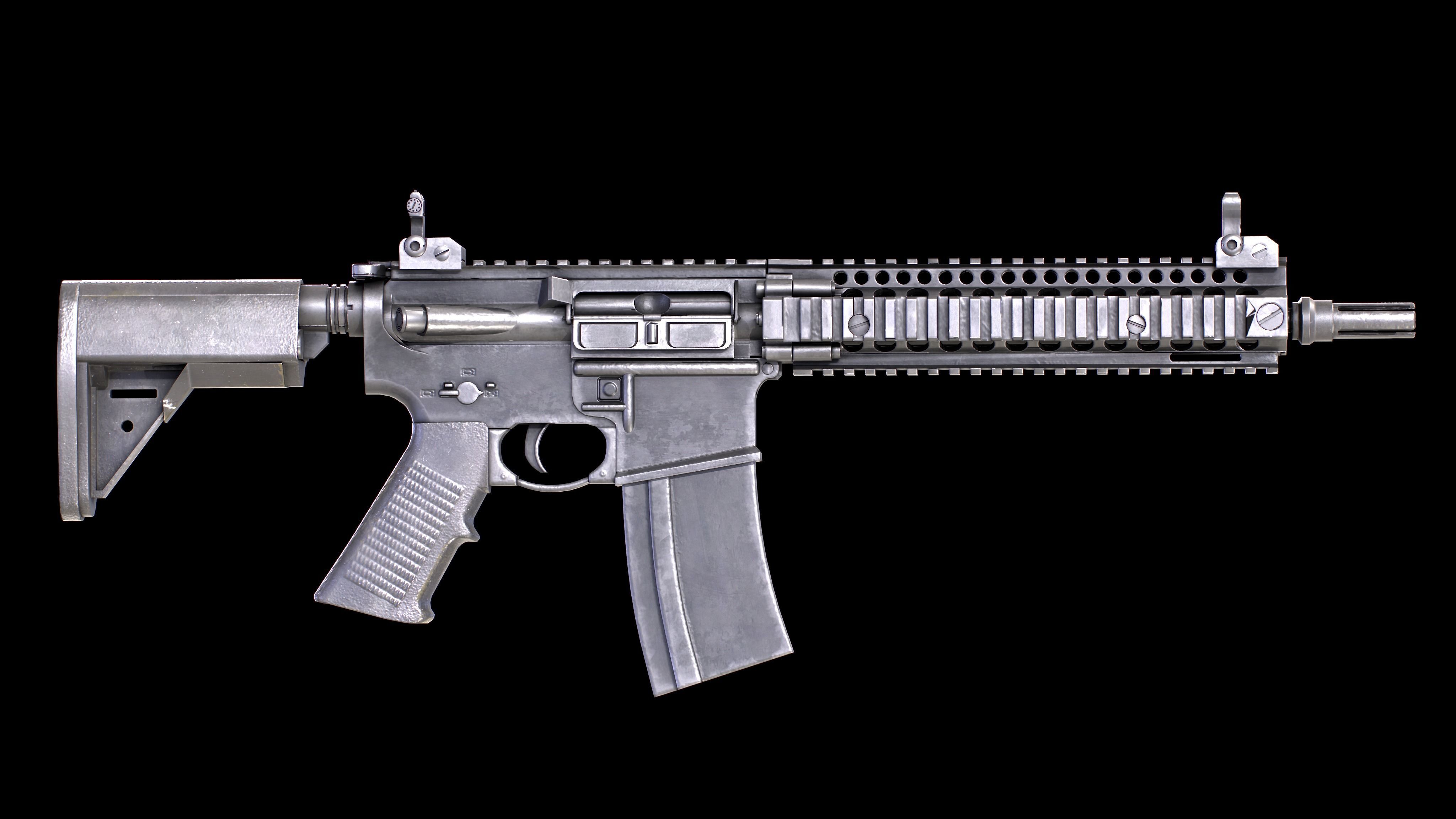 MK-18 Rifle PBR Worn Low-poly 3D model_4