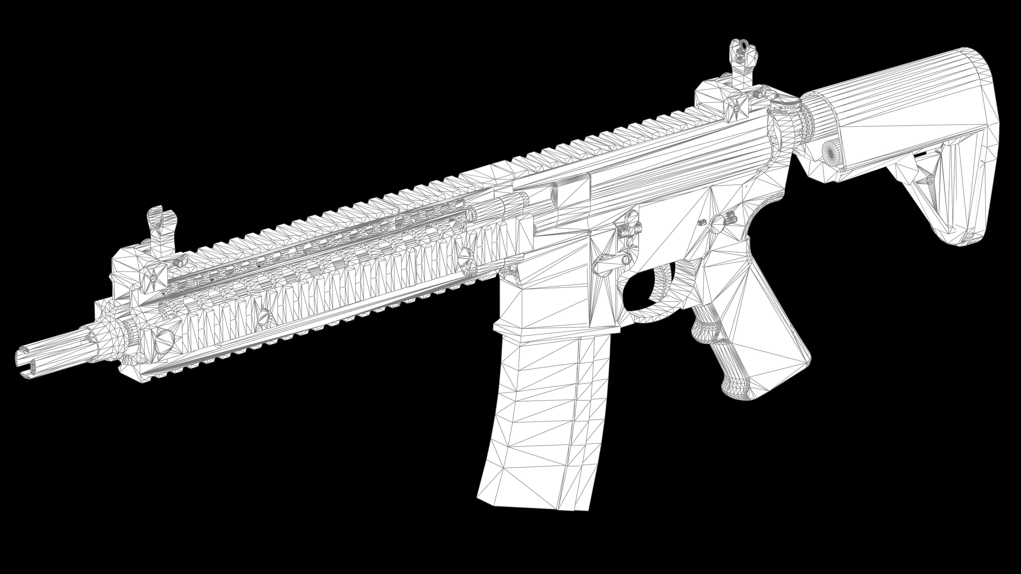 MK-18 Rifle PBR Worn Low-poly 3D model_6