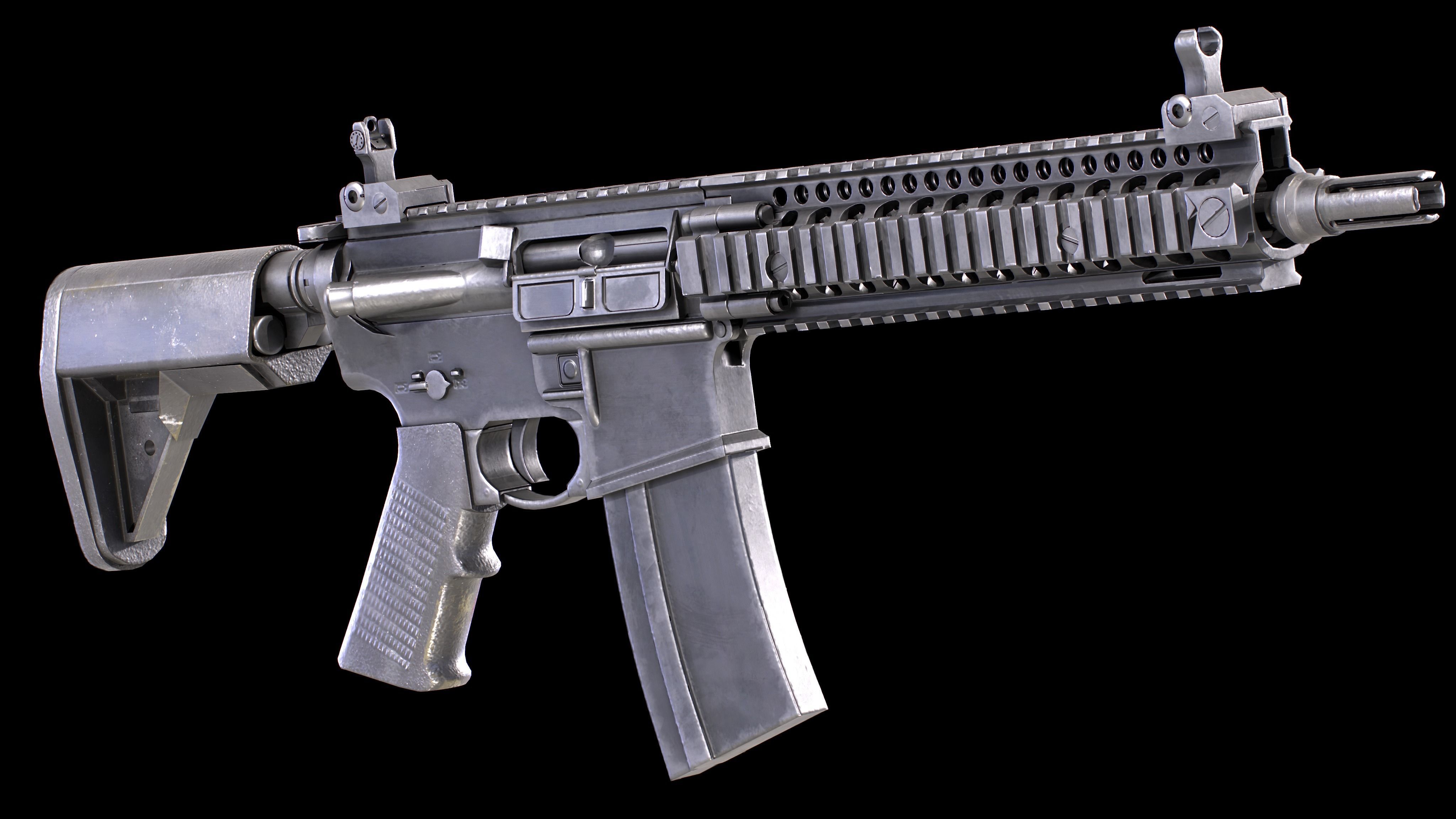 MK-18 Rifle PBR Worn Low-poly 3D model_1