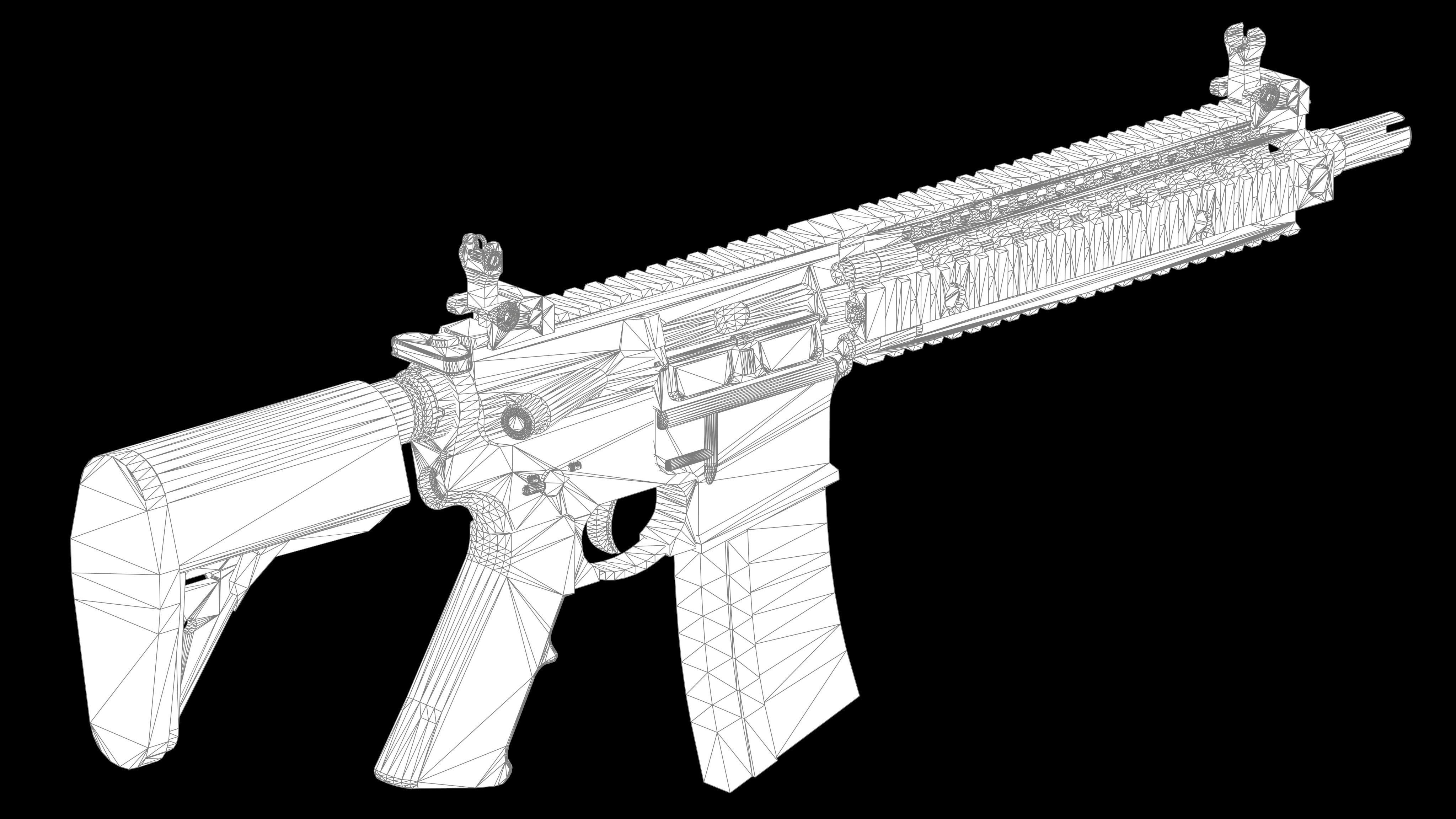 MK-18 Rifle PBR Worn Low-poly 3D model_7