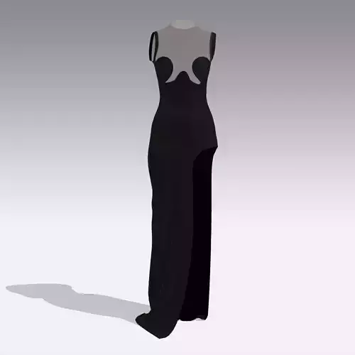 DRESS BLACK LONG FASHION LOOK