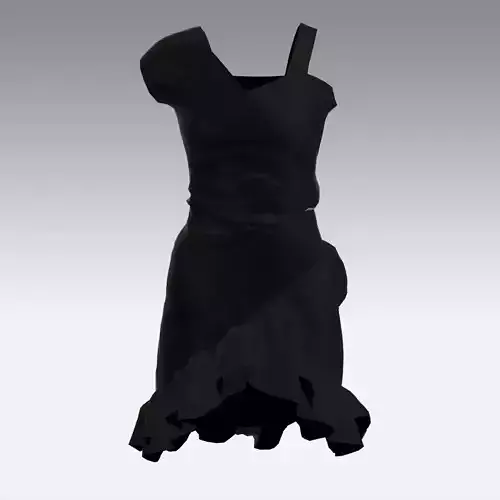 DRESS MINI BLACK RUFFLED LOOK