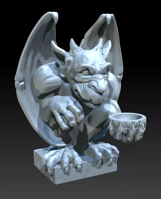 GARGOYLE HI POLY CANDELHOLDER 3D print model_0