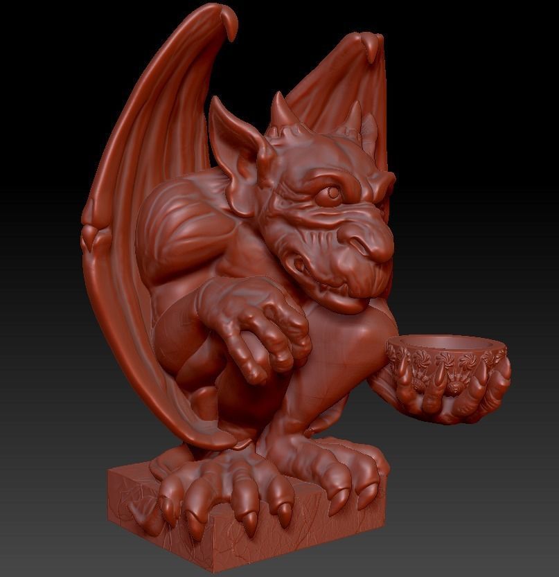 GARGOYLE HI POLY CANDELHOLDER 3D print model_11