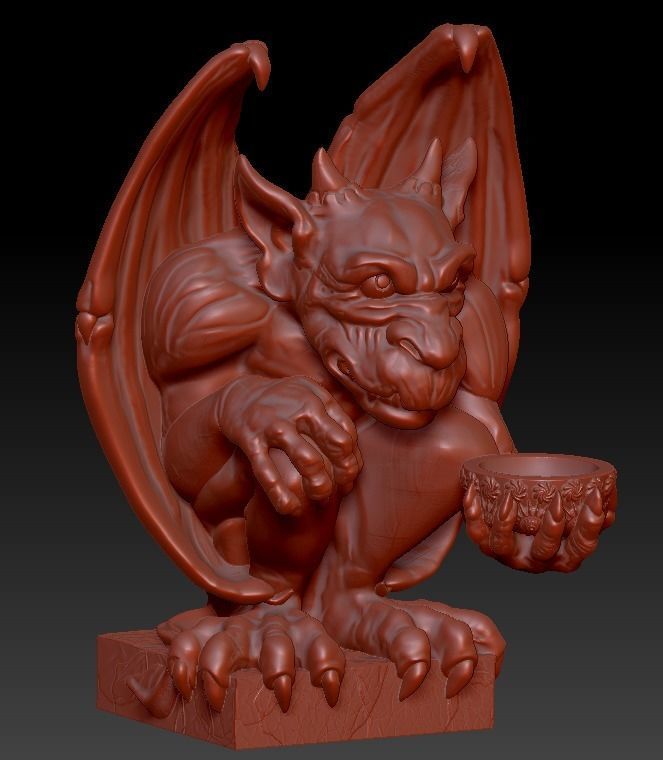 GARGOYLE HI POLY CANDELHOLDER 3D print model_6