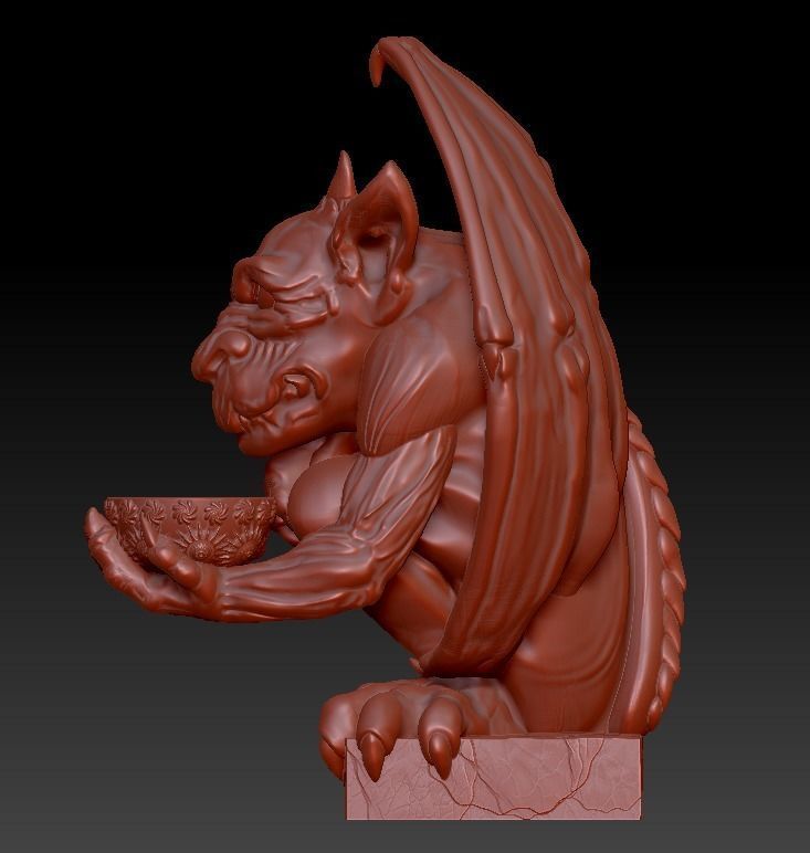 GARGOYLE HI POLY CANDELHOLDER 3D print model_7