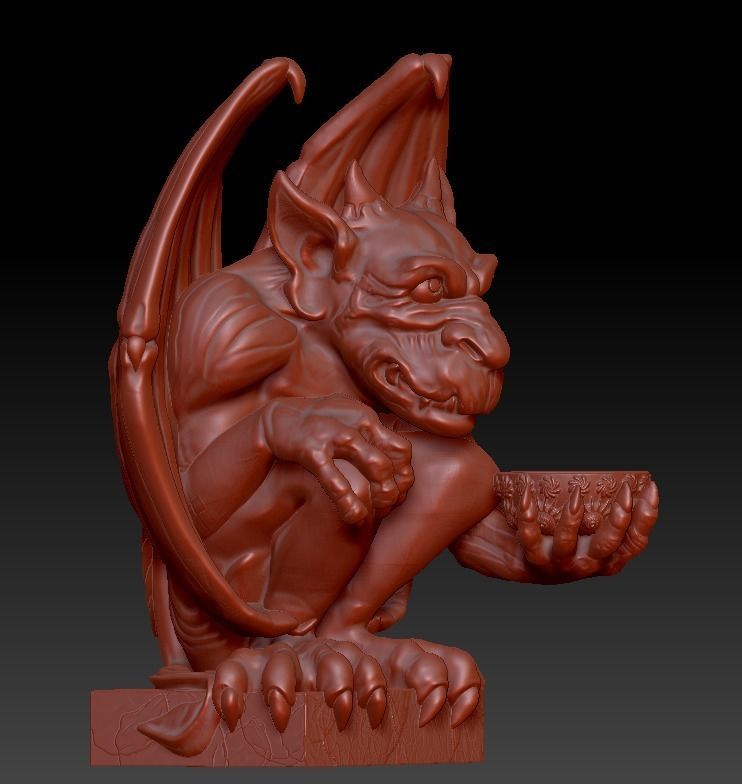 GARGOYLE HI POLY CANDELHOLDER 3D print model_8