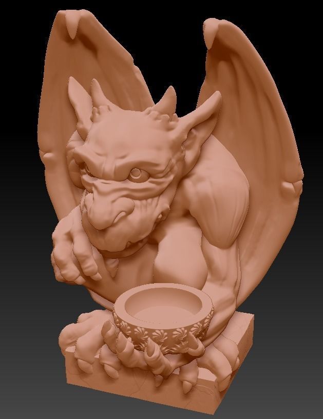 GARGOYLE HI POLY CANDELHOLDER 3D print model_4
