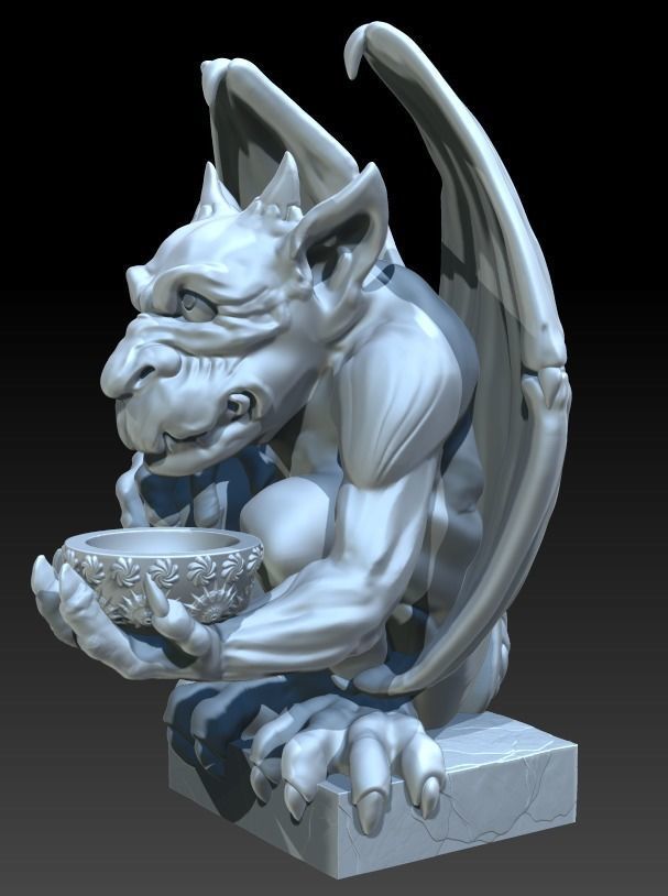 GARGOYLE HI POLY CANDELHOLDER 3D print model_2