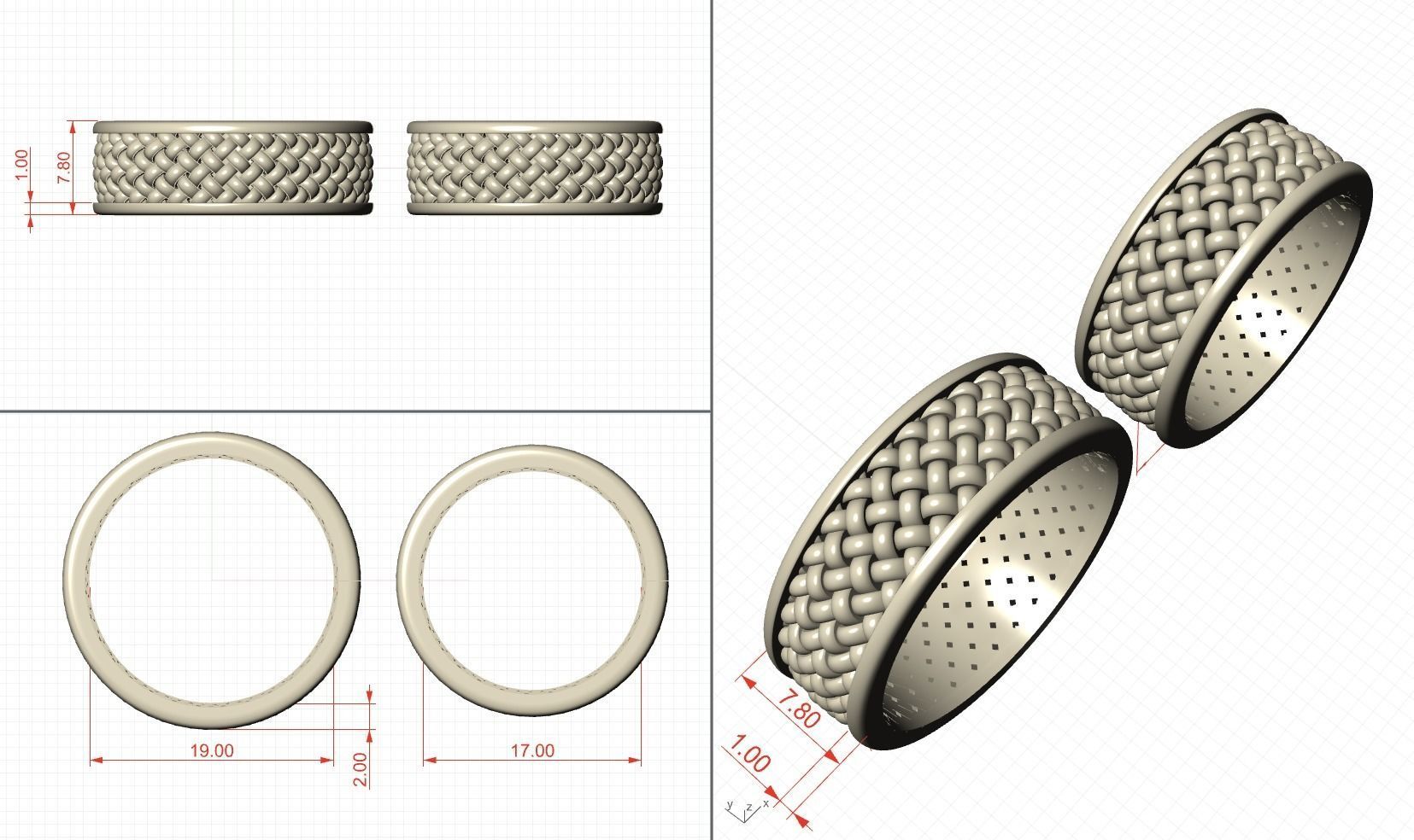 Dense mesh ring 3D print model_1